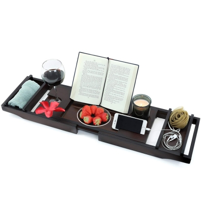 Bamboo bathtub caddy tray