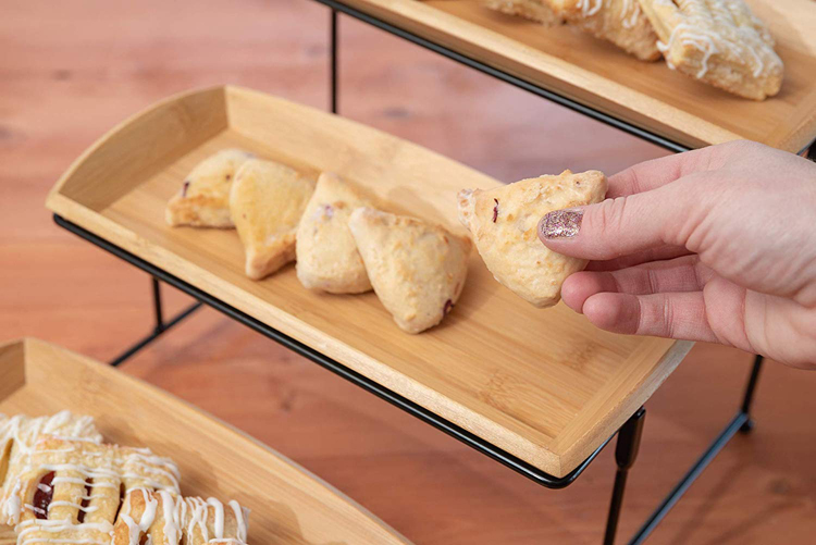 Bamboo Tray Cake Stand Display Rack