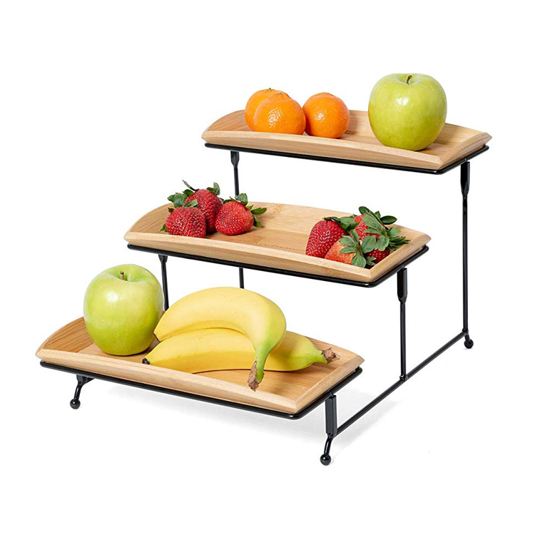 Bamboo Tray Cake Stand Display Rack