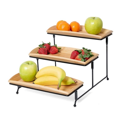 Bamboo Tray Cake Stand Display Rack