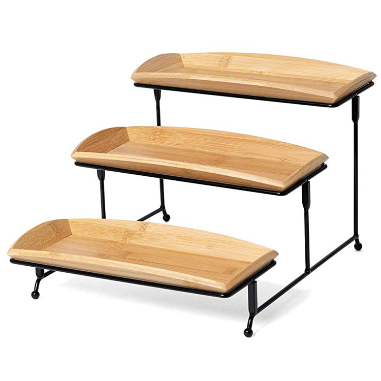 Bamboo Tray Cake Stand Display Rack